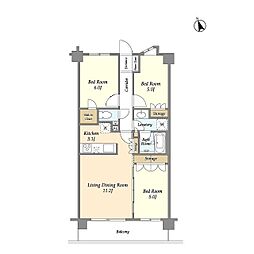 KDXレジデンス尾山台 3LDKの間取図画像