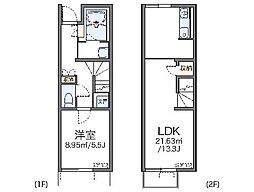 西武新宿線 井荻駅 徒歩11分の賃貸アパート 1階1LDKの間取り