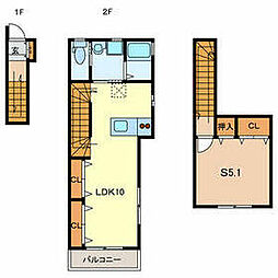 埼玉高速鉄道 川口元郷駅 徒歩8分の賃貸アパート 2階ワンルームの間取り