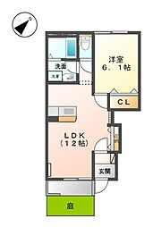 フェアリー 1階1LDKの間取り