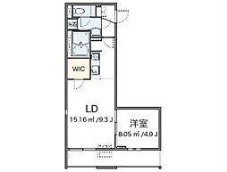 JR常磐線 水戸駅 徒歩16分の賃貸マンション 2階1LDKの間取り