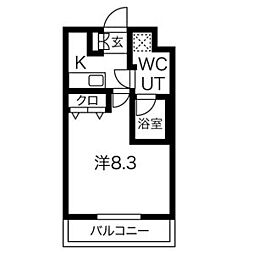 スパシエエクレクト 3階1Kの間取り
