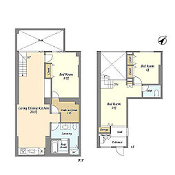 パークフラッツ祐天寺 1階3LDKの間取り
