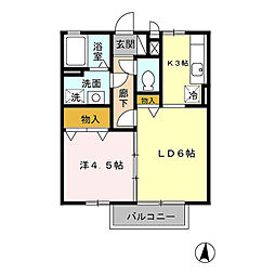 リシェス 2階1LDKの間取り