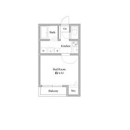 ハウスインディゴ 2階1Kの間取り