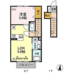 アオーラ泉B 1LDKの間取図画像