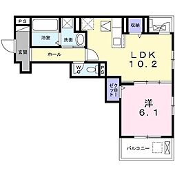 メリッサ 1階1LDKの間取り