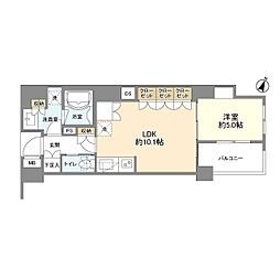 コスモリード市ヶ谷払方町 2階1LDKの間取り