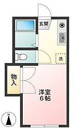 モンシャトー 2階ワンルームの間取り