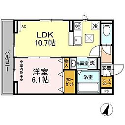 ラ・ヴェール 1LDKの間取図画像
