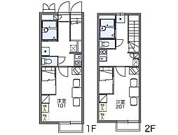 レオパレスヒナガ 2階1Kの間取り