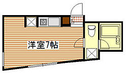 ゼフィール大宮 2階ワンルームの間取り