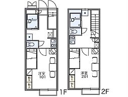レオパレスクレール　II 2階1Kの間取り