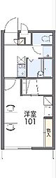 レオパレスハッピーヴィラ 2階1Kの間取り