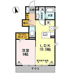 メゾン　アンソレーエ 1階1LDKの間取り