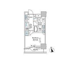 JR山手線 田町駅 徒歩13分の賃貸マンション 14階1Kの間取り