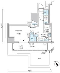 東京メトロ南北線 白金台駅 徒歩8分の賃貸マンション 2階ワンルームの間取り