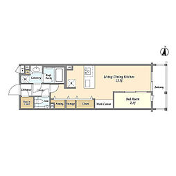 小田急小田原線 東北沢駅 徒歩5分の賃貸マンション 1階1LDKの間取り