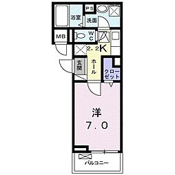 エクセル寿 1Kの間取図画像