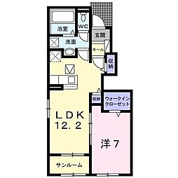 ミルト・フィーレ 1階1LDKの間取り