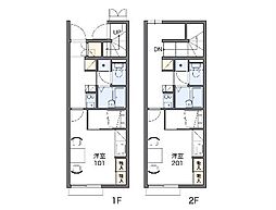 レオパレスグレイス金場 1階1Kの間取り