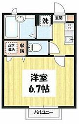 京王井の頭線 駒場東大前駅 徒歩9分の賃貸アパート 2階1Kの間取り