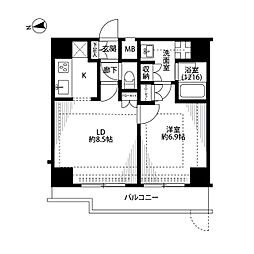 プレール・ドゥーク大森2 1LDKの間取図画像