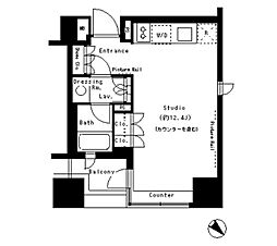 東京メトロ千代田線 赤坂駅 徒歩5分の賃貸マンション 6階ワンルームの間取り