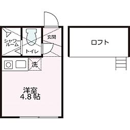 京急本線 鶴見市場駅 徒歩3分の賃貸アパート 1階ワンルームの間取り