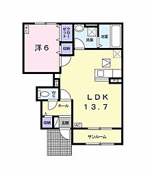ベルフィオーレ 1階1LDKの間取り