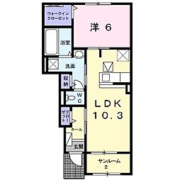 ラフィーネII 1階1LDKの間取り