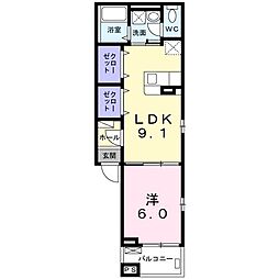 リオ 2階1LDKの間取り