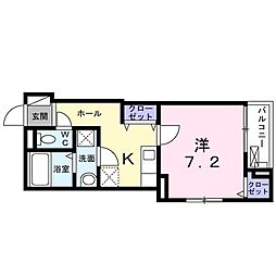 ヴィアソーレ茨木 1Kの間取図画像