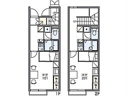 レオパレスエレガンス　サトウII 2階1Kの間取り