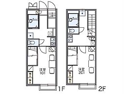 JR高崎線 高崎駅 バス5分 和田多中下車 徒歩6分の賃貸アパート 2階1Kの間取り