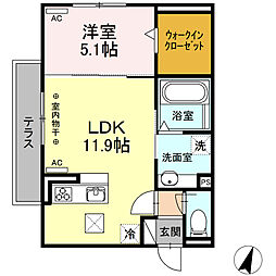 Ｗｉｎｇ21　I 1階1LDKの間取り
