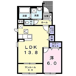 ハイツ・ルピナス 1LDKの間取図画像