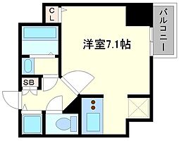 Osaka Metro御堂筋線 なんば駅 徒歩6分の賃貸マンション 4階ワンルームの間取り