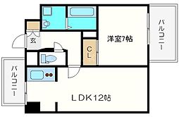 Osaka Metro御堂筋線 大国町駅 徒歩8分の賃貸マンション 5階1LDKの間取り