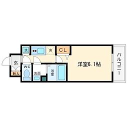 プレサンス難波ヴィータ 10階1Kの間取り