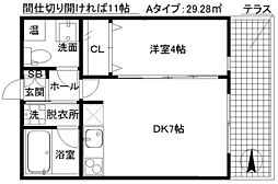 T.SHIZUKU 1階1DKの間取り