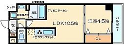 グランルクレ新大阪 1LDKの間取図画像