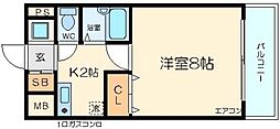 Osaka Metro御堂筋線 東三国駅 徒歩7分の賃貸マンション 8階1Kの間取り