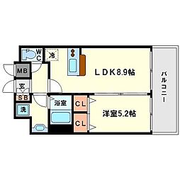 Osaka Metro御堂筋線 東三国駅 徒歩1分の賃貸マンション 12階1DKの間取り