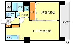 ノルデンタワー新大阪プレミアム 5階1LDKの間取り