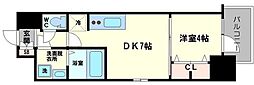 Osaka Metro中央線 弁天町駅 徒歩4分の賃貸マンション 7階1DKの間取り