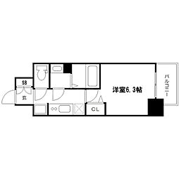 ララプレイス難波メティス 4階1Kの間取り