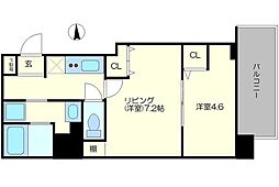 JR大阪環状線 鶴橋駅 徒歩12分の賃貸マンション 4階2Kの間取り
