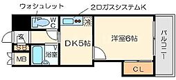 阪急京都本線 淡路駅 徒歩10分の賃貸マンション 5階1DKの間取り