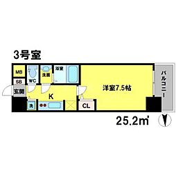Osaka Metro御堂筋線 江坂駅 徒歩6分の賃貸マンション 14階1Kの間取り